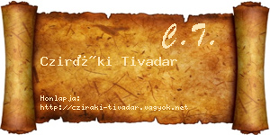 Cziráki Tivadar névjegykártya