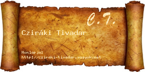 Cziráki Tivadar névjegykártya